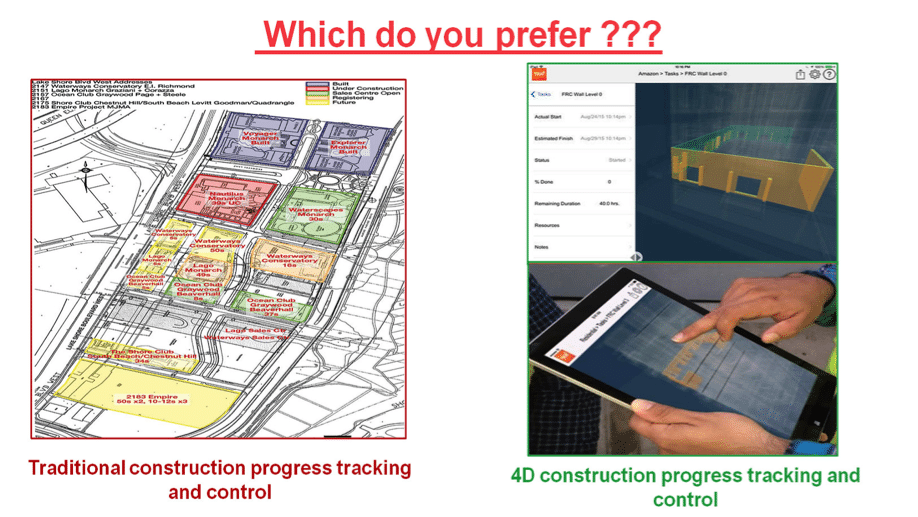 traditional progress tracking vs. 4D progress tracking