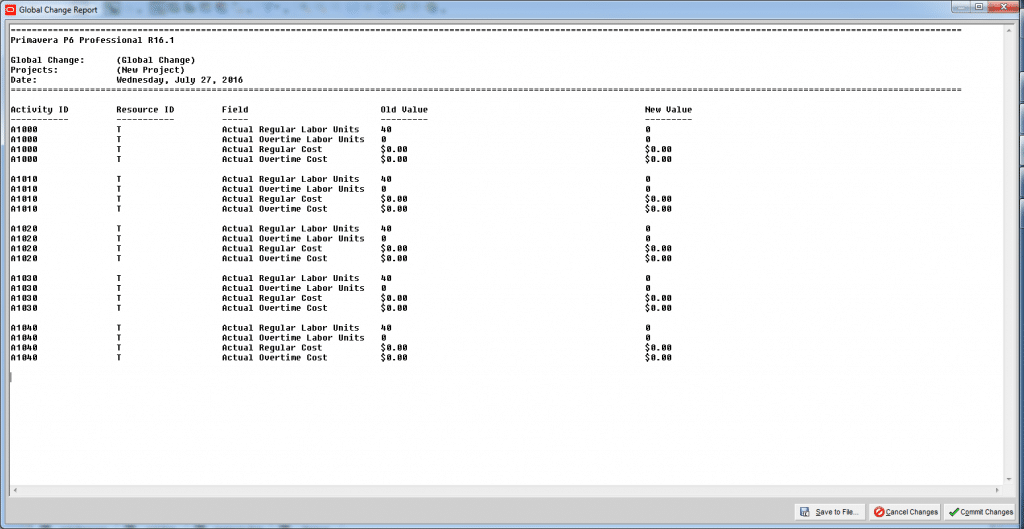 How to Remove the Actuals / Progress from Primavera P6 Schedule?